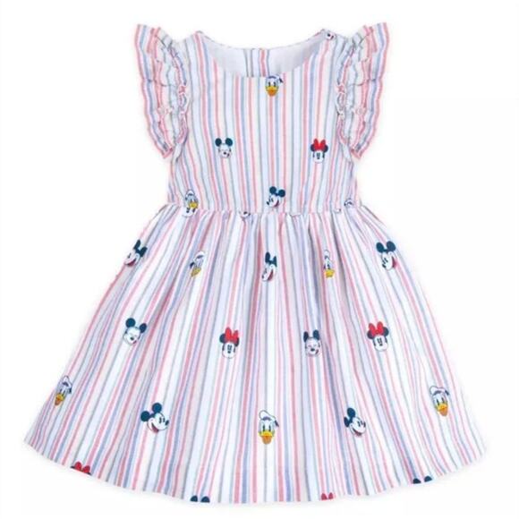 Disney Baby Girl Infant Dress Size 9-12 months Striped Disney Characters Disneyl - Picture 1 of 9